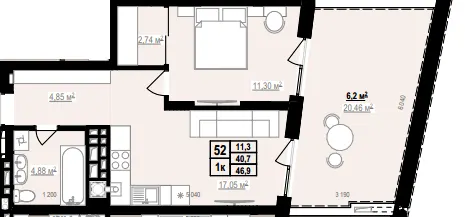 ЖК PRAUD Rise — 46.9 м²