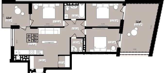 ЖК PRAUD Rise — 88.4 м²