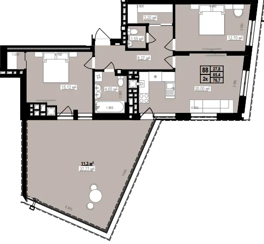 ЖК PRAUD Rise — 76.7 м²