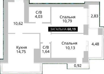 ЖК Soborniy — 60.2 м²