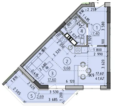 ЖК Київські Зорі-2 — 41.6 м²