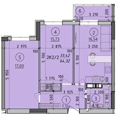 ЖК Київські Зорі-2 — 64.3 м²