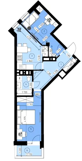 ЖК Парус Riverside — 52.7 м²