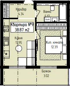 ЖК Володимирський — 38.9 м²