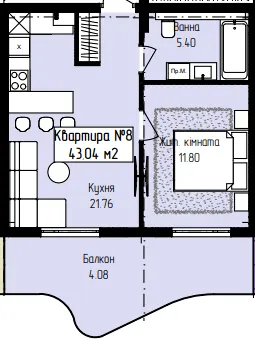 ЖК Володимирський — 43 м²