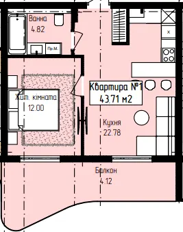ЖК Володимирський — 43.7 м²