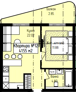 ЖК Володимирський — 41.6 м²