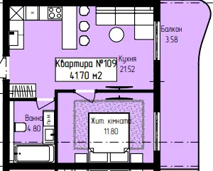 ЖК Володимирський — 41.7 м²
