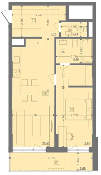 ЖК Lake View — 58.5 м²