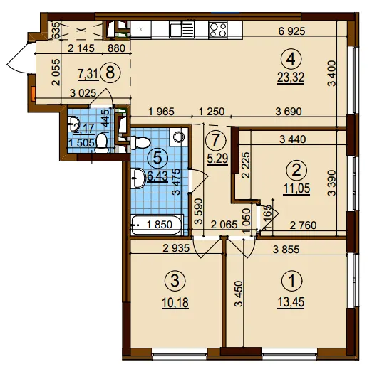 ЖК Варшавський-3 — 79.2 м²