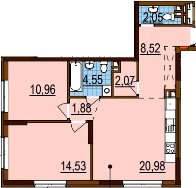ЖК Варшавський-3 — 65.5 м²