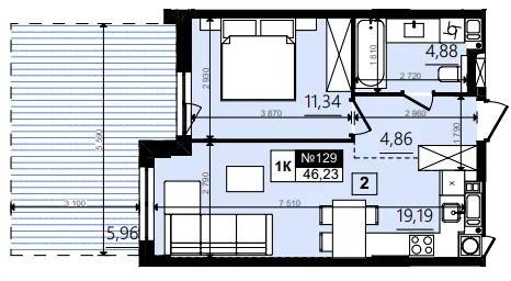 ЖК Парус WOOD — 46.2 м²