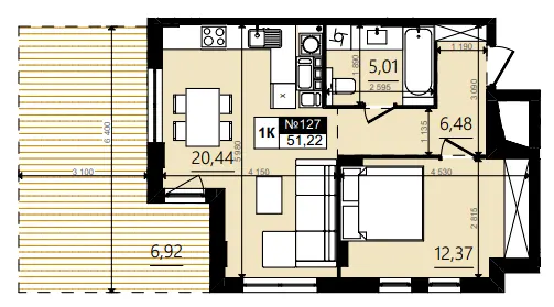 ЖК Парус WOOD — 51.2 м²