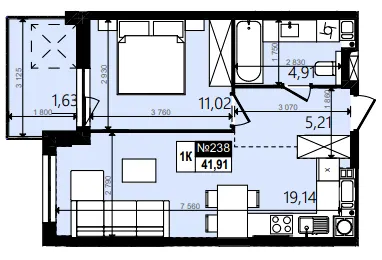 ЖК Парус WOOD — 41.9 м²