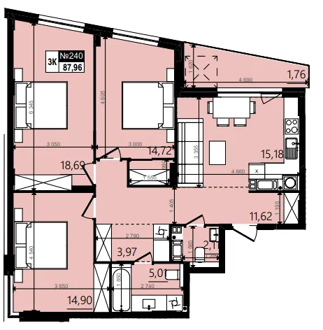 ЖК Парус WOOD — 88 м²