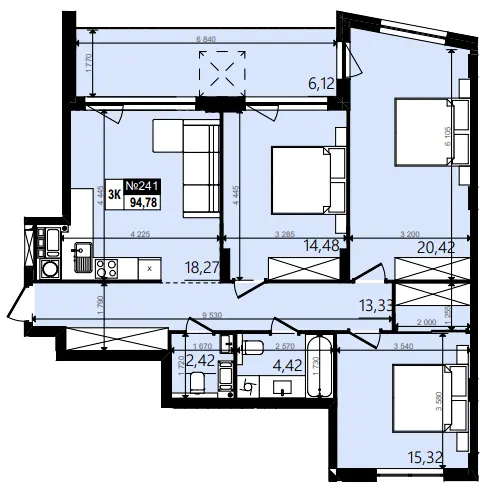 ЖК Парус WOOD — 94.8 м²