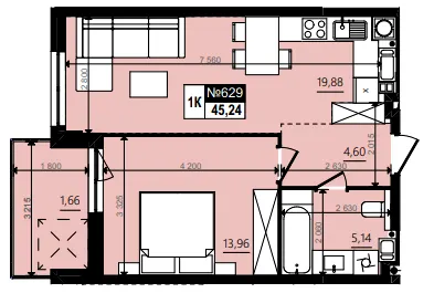 ЖК Парус WOOD — 45.2 м²