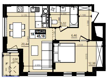 ЖК Парус WOOD — 45.2 м²