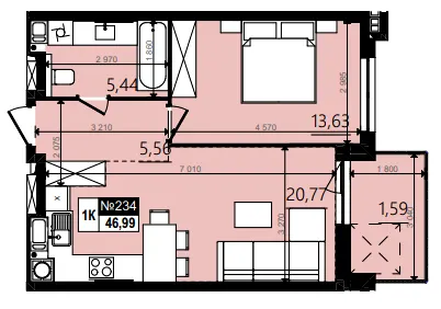 ЖК Парус WOOD — 47 м²