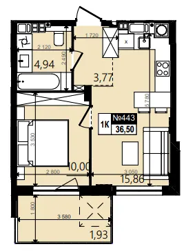 ЖК Парус WOOD — 36.5 м²