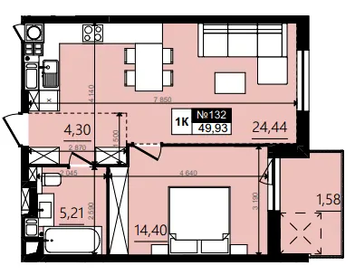 ЖК Парус WOOD — 49.9 м²