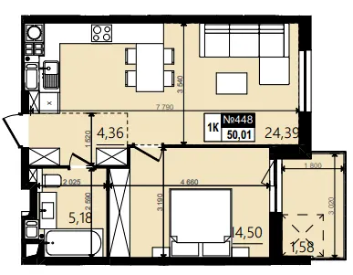 ЖК Парус WOOD — 50 м²