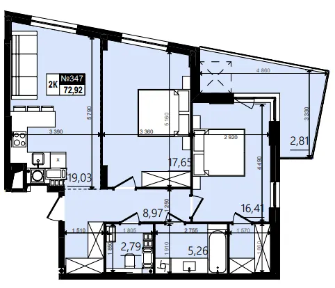 ЖК Парус WOOD — 72.9 м²
