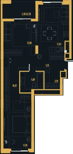 ЖК Skywalker — 74.6 м²