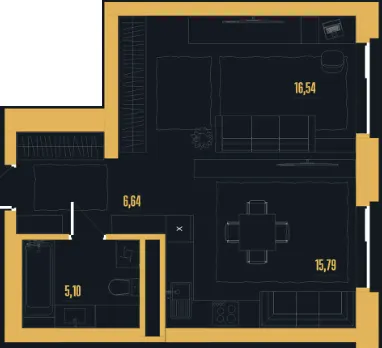 ЖК Skywalker — 44.1 м²