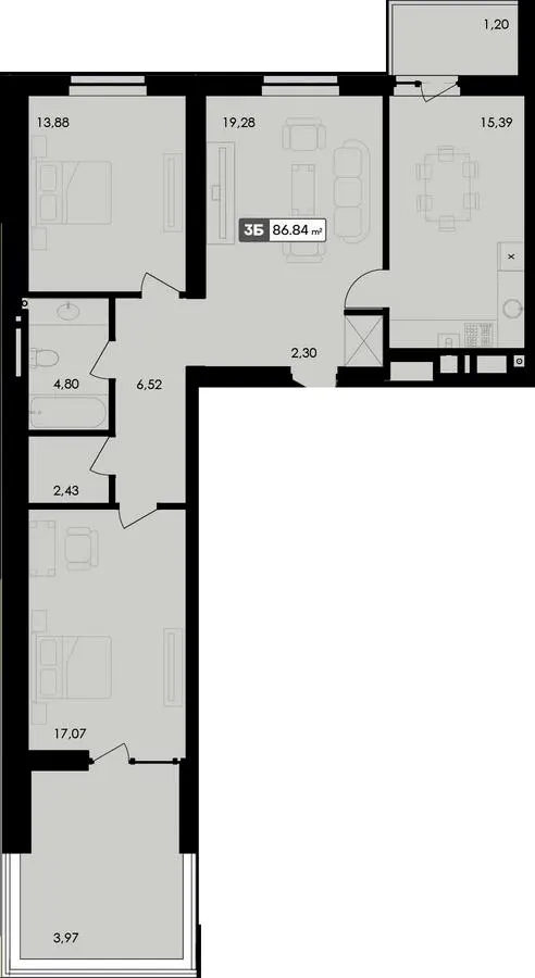 ЖК Premier Bay — 86.8 м²