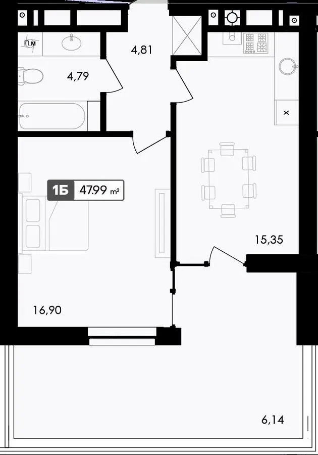 ЖК Premier Bay — 48 м²