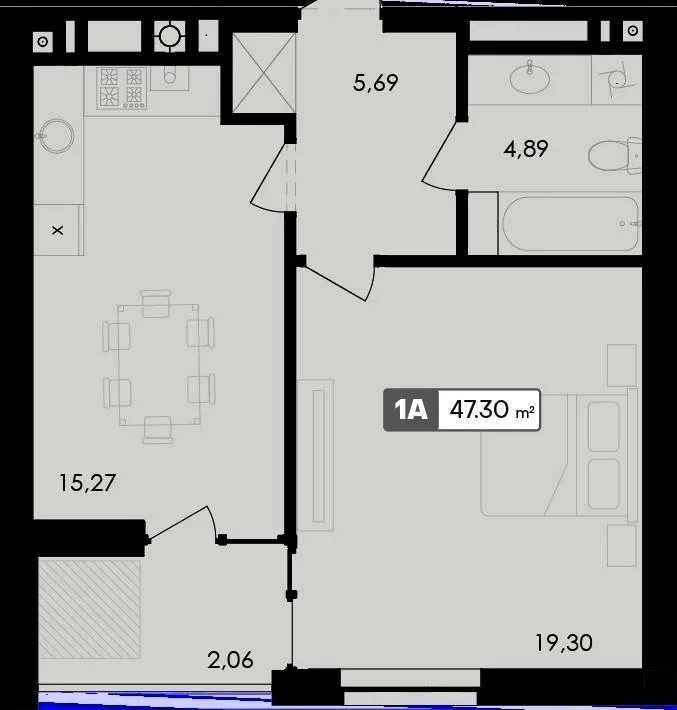 1-кімнатна квартира, 47 м², Черкаси — фото 1