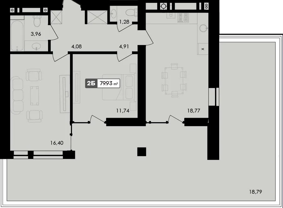2-комнатная квартира, 80 м², Черкассы — фото 1