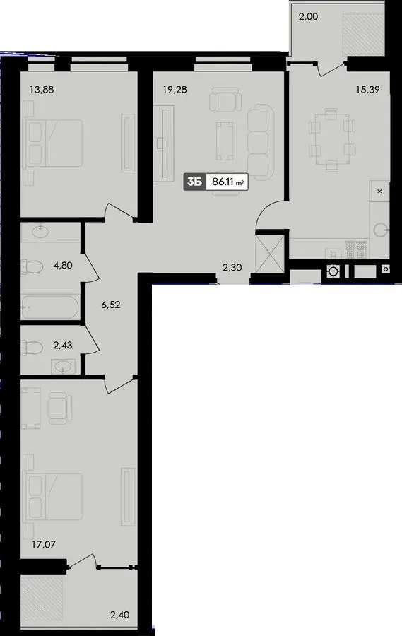 ЖК Premier Bay — 86.1 м²