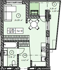 ЖК MONTREAL — 39.2 м²