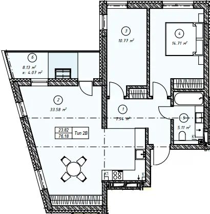 ЖК MONTREAL — 76.2 м²