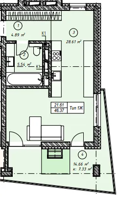 ЖК MONTREAL — 46.4 м²