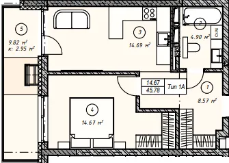 ЖК MONTREAL — 45.8 м²