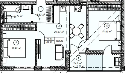 ЖК MONTREAL — 62.2 м²