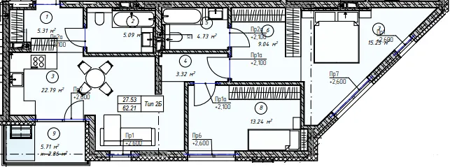 ЖК MONTREAL — 62.2 м²