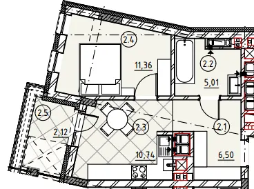 ЖК Резиденція Пасічна — 35.8 м²