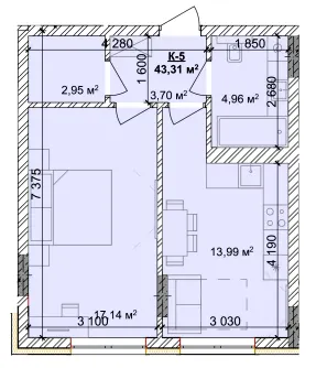 ЖК Silver Hill — 43.3 м²