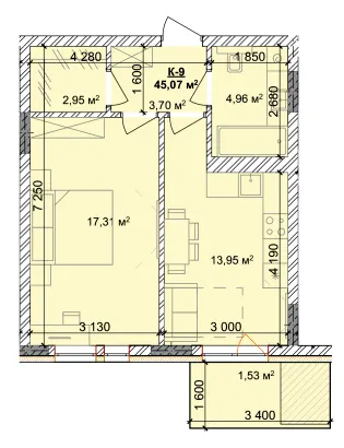 ЖК Silver Hill — 45.1 м²