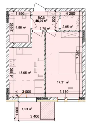 ЖК Silver Hill — 45.1 м²