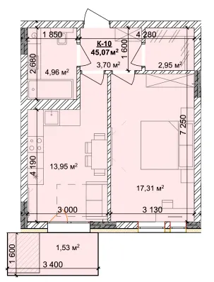 ЖК Silver Hill — 45.1 м²