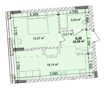 ЖК Silver Hill — 42.1 м²