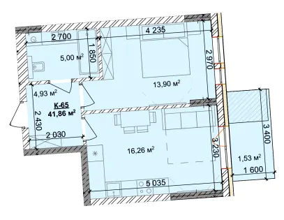 ЖК Silver Hill — 41.9 м²