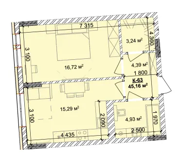 ЖК Silver Hill — 45.2 м²