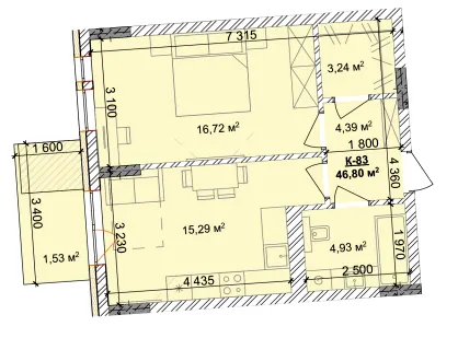 ЖК Silver Hill — 46.8 м²
