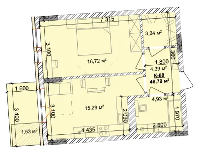 ЖК Silver Hill — 46.8 м²